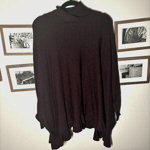 Alfani Burgundy Knit Poncho-Style Sweater with Sleeves